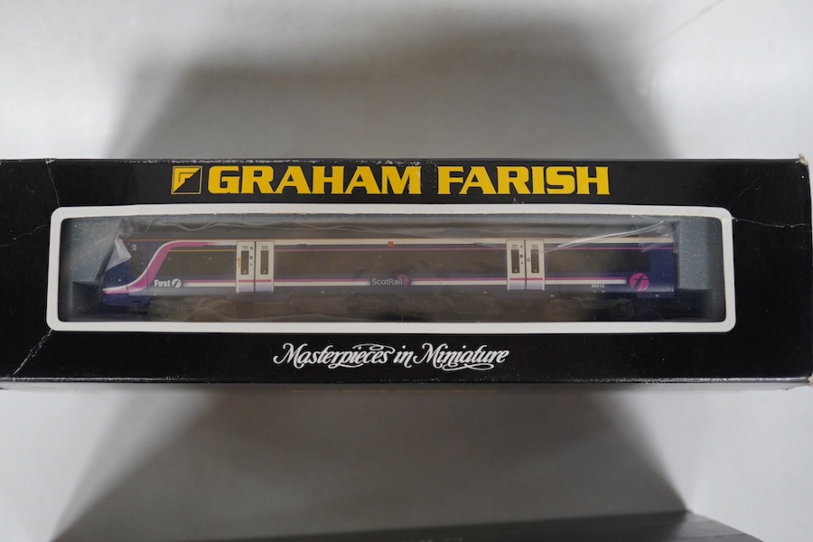 Two boxed Graham Farish N gauge railway DMU train packs; a Scotrail 170/4 3-car DMU (371-428), and a Chiltern Railways 168/1 3-car DMU (371-435). Condition - good.